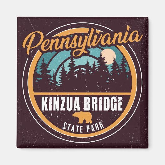 Kinzua Bridge State Park Pennsylvania Retro Badge Magneet (Voorkant)