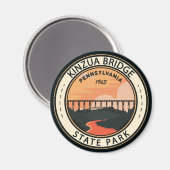 Kinzua Bridge State Park Pennsylvania Retro Badge Magneet (Voorkant / Achterkant)
