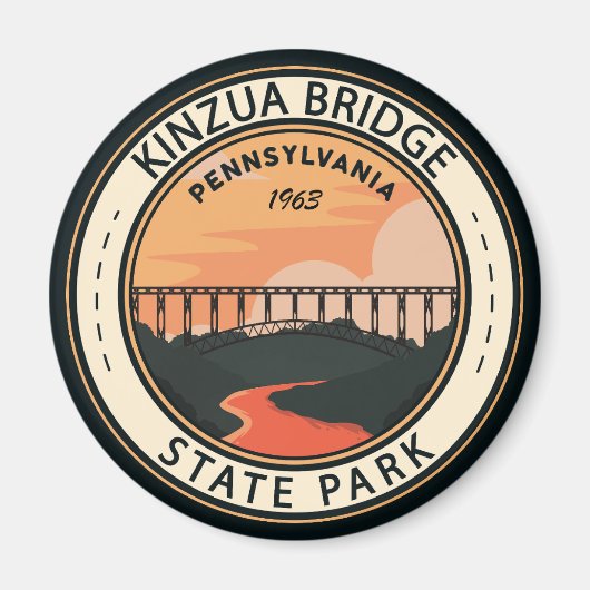 Kinzua Bridge State Park Pennsylvania Retro Badge Magneet (Voorkant)