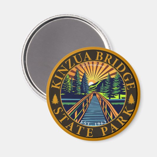 Kinzua Bridge State Park Pennsylvania Retro Badge Magneet (Voorkant / Achterkant)