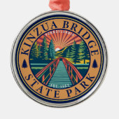 Kinzua Bridge State Park Pennsylvania Retro Badge Metalen Ornament (Voorkant)