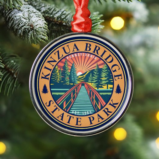 Kinzua Bridge State Park Pennsylvania Retro Badge Metalen Ornament