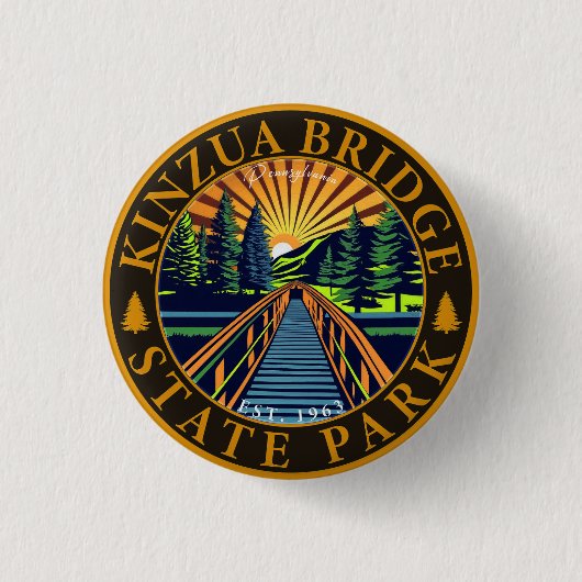 Kinzua Bridge State Park Pennsylvania Retro Badge Ronde Button 3,2 Cm (Voorkant)