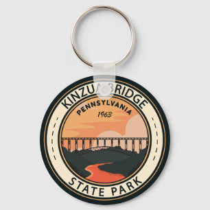 Kinzua Bridge State Park Pennsylvania Retro Badge Sleutelhanger