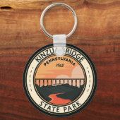 Kinzua Bridge State Park Pennsylvania Retro Badge Sleutelhanger (Voorkant)