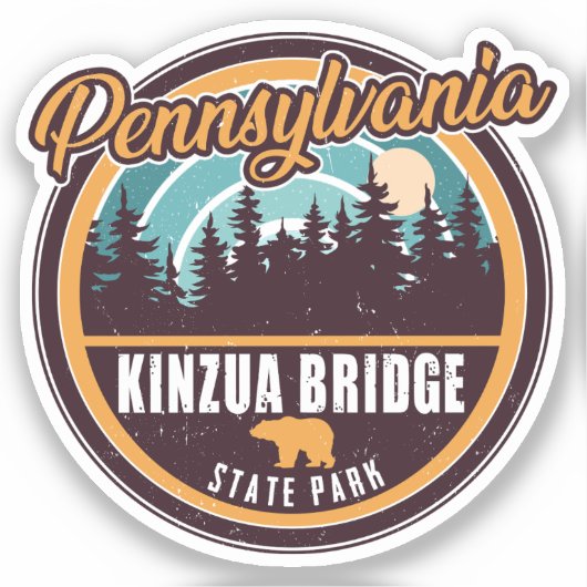Kinzua Bridge State Park Pennsylvania Retro Badge Sticker (Voorkant)