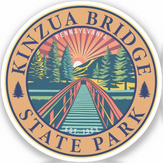 Kinzua Bridge State Park Pennsylvania Retro Badge Sticker (Voorkant)