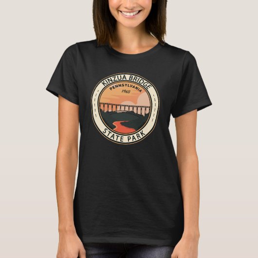 Kinzua Bridge State Park Pennsylvania Retro Badge T-shirt (Voorkant)