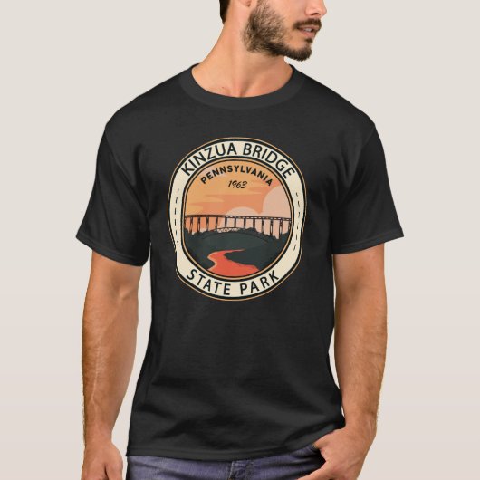 Kinzua Bridge State Park Pennsylvania Retro Badge T-shirt (Voorkant)
