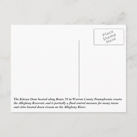 Kinzua Dam Briefkaart (Achterkant)