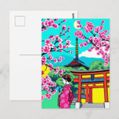 Kioto, Japan Cherry Blossom Geisha Art Travel Briefkaart (Voorkant / Achterkant)