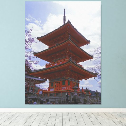 Kioto, Japanse Kiyomizu-Dera op een Canvas Afdruk (Insitu (Houten vloer))