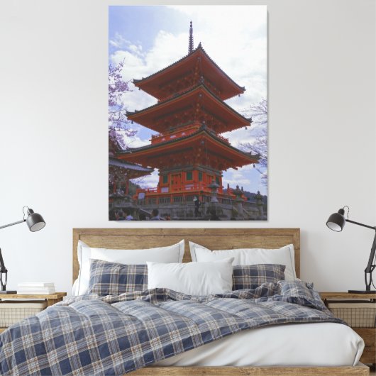 Kioto, Japanse Kiyomizu-Dera op een Canvas Afdruk (Insitu (Slaapkamer))