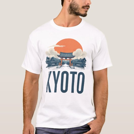 Kioto Skyline –  Japanse Torii & Sun T-shirt (Voorkant)