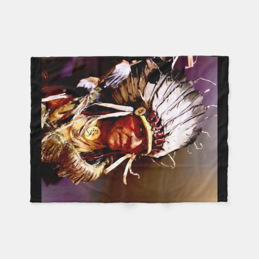 "Kiowa Chief" original art Fleece Deken (Voorkant (Horizontaal))