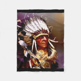 "Kiowa Chief" original art Fleece Deken