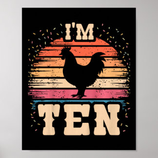 Kip 10 Jaar Oud Verjaardag Jongen Meisje 10e Kip Poster