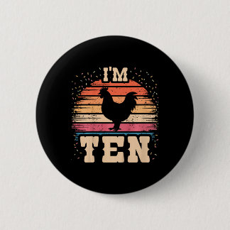 Kip 10 Jaar Oud Verjaardag Jongen Meisje 10e Kip Ronde Button 5,7 Cm