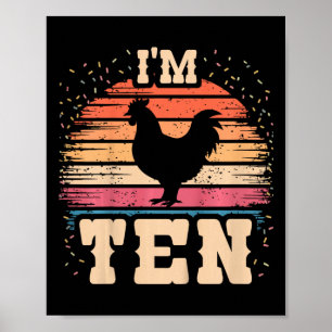 Kip 10 Jaar Verjaardag Jongen Meisje 10e Kip Poster