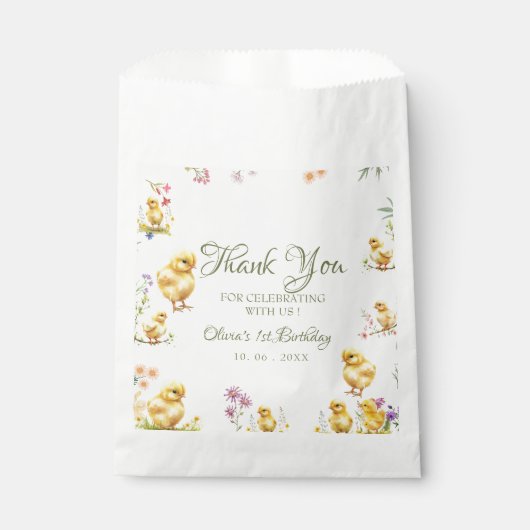Kip 1e verjaardag Boerderij Bedankt Verjaardag Bedankzakje (Voorkant)