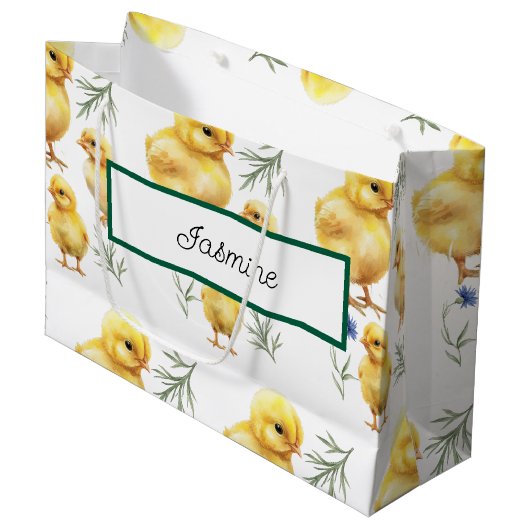 Kip 1e verjaardag Boerderij Verjaardag Groot Cadeauzakje (Voorkant Gekanteld)