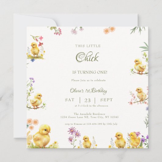 Kip 1e verjaardag Deze kip is jarig (Voorkant)