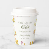 Kip 1e verjaardag Dit kuiken is één verjaardag Papieren Bekers (Achterkant)