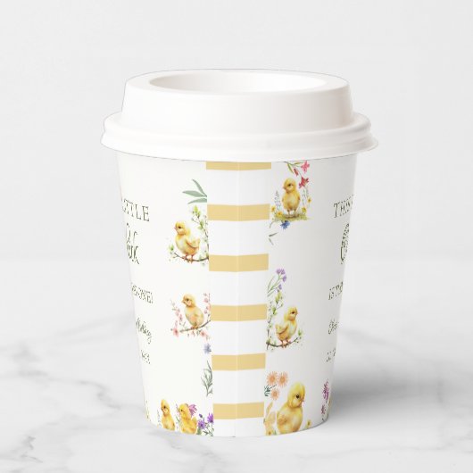 Kip 1e verjaardag Dit kuiken is één verjaardag Papieren Bekers (Rechts)