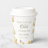 Kip 1e verjaardag Dit kuiken is één verjaardag Papieren Bekers (Voorkant)