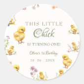 Kip 1e verjaardag Dit kuiken is één verjaardag Ronde Sticker (Voorkant)