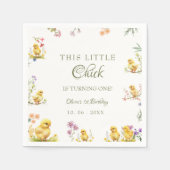 Kip 1e verjaardag Dit kuiken is één verjaardag Servet (Voorkant)