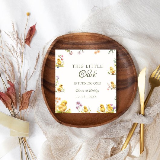 Kip 1e verjaardag Dit kuiken is één verjaardag Servet