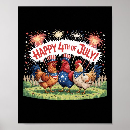 Kip 4 juli boerderij Onafhankelijkheidsdag VS bran Poster (Voorkant)