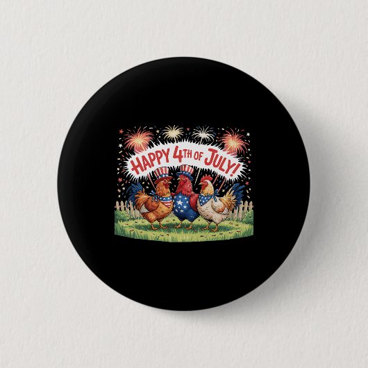 Kip 4 juli boerderij Onafhankelijkheidsdag VS bran Ronde Button 5,7 Cm (Voorkant)
