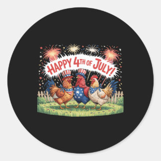 Kip 4 juli boerderij Onafhankelijkheidsdag VS bran Ronde Sticker