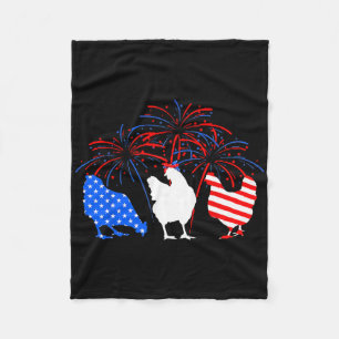 Kip 4 juli vuurwerk Amerikaanse vlag kip Fleece Deken