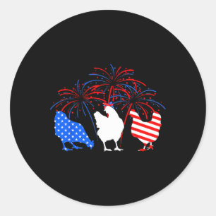 Kip 4 juli vuurwerk Amerikaanse vlag kip Ronde Sticker