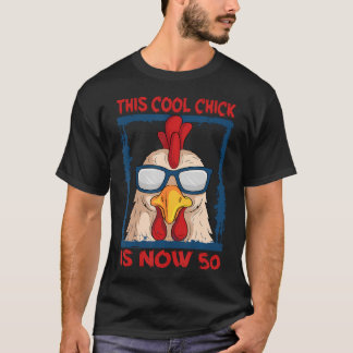 Kip 50e Verjaardag Cool Kip Erf Boerderij Feest T-shirt