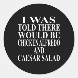 Kip Alfredo Kleding Geweldig Grappig Caesar Salade Ronde Sticker