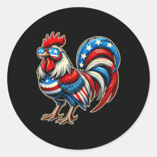 Kip Amerikaanse Vlag Usa Boer Grappig 4 Juli Ronde Sticker