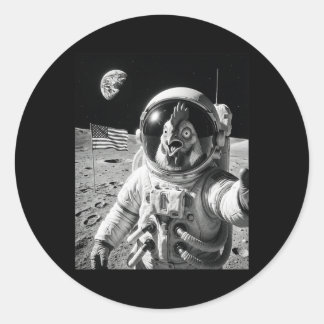 Kip Astronaut Selfie Op De Maan Grappige Kip Ronde Sticker