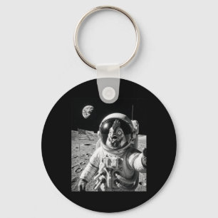 Kip Astronaut Selfie Op De Maan Grappige Kip Sleutelhanger
