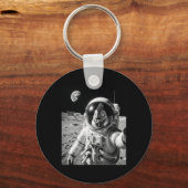 Kip Astronaut Selfie Op De Maan Grappige Kip Sleutelhanger (Voorkant)