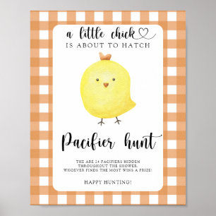 Kip baby shower Fopspenen jacht spel Poster