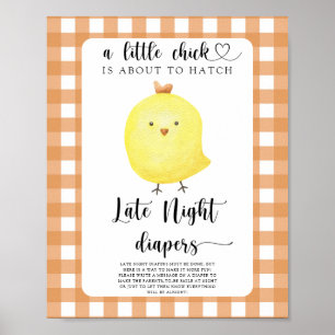 Kip baby shower - Spel met luiers op late avond Poster