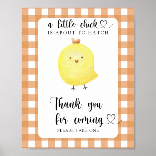 Kip babyshower - Bedankt voor uw komst Poster (Voorkant)