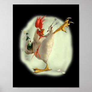 Kip Bier Karate Kick Cool Kip Grappige Kip Poster