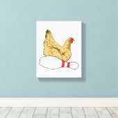 Kip bij Bowling met Bowling-pin Canvas Afdruk (Insitu (Houten vloer))