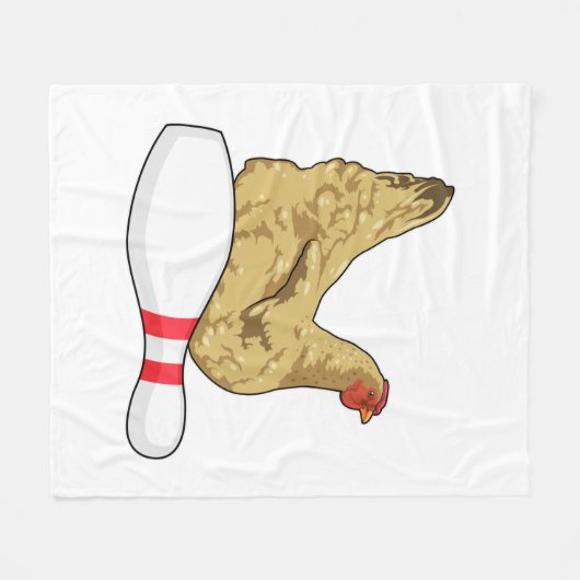 Kip bij Bowling met Bowling-pin Fleece Deken (Voorkant (Horizontaal))