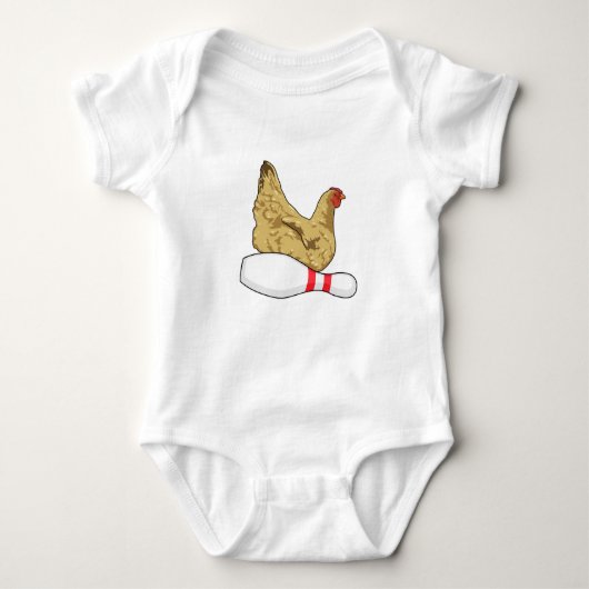 Kip bij Bowling met Bowling-pin Romper (Voorkant)